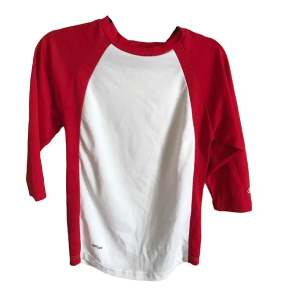 red and white baseball shirt